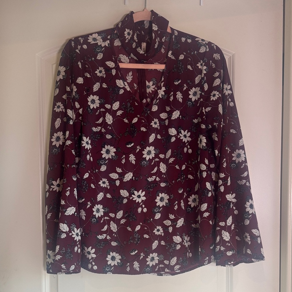 First Love Burgundy Floral Blouse